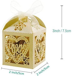 Laser Cut Boxes 50pcs Thank You Gift Boxes Wedding Party Favor Boxes Lace Candy Boxes for Wedding Bridal Shower - Lasercutwraps Shop