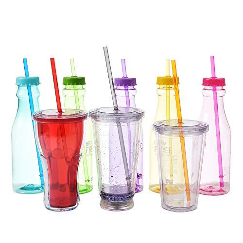 Set of 10 Rainbow Colored Reusable Straws for Birthday Party - Lasercutwraps Shop