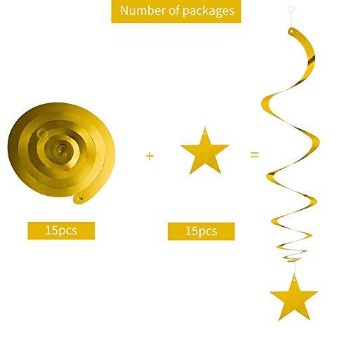 Gold Star Hanging Swirl Decorations,Hanging Gold Party Supplies for Graduation Wedding Baby Shower Decorations,Pack of 30 - Lasercutwraps Shop