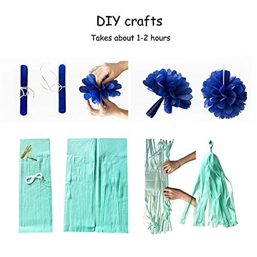 Navy Blue White Gold Party Decoration 23pcs Kits Tassel Garland Birthday Bachelorette Baby ShowerGraduation Decorations - Lasercutwraps Shop