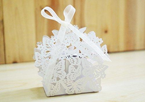 50 Pack Laser Cut Butterfly Wedding Favor Box Birthday Shower Party Candy Boxes with Ribbons Bomboniere Butterflies - Lasercutwraps Shop