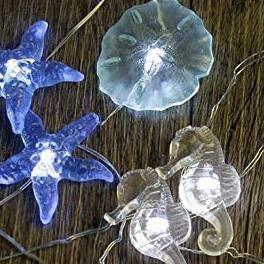 Nautical Theme Decorative String Lights, Under The Sea Sand Dollars Seahorse Beach Lights - Lasercutwraps Shop