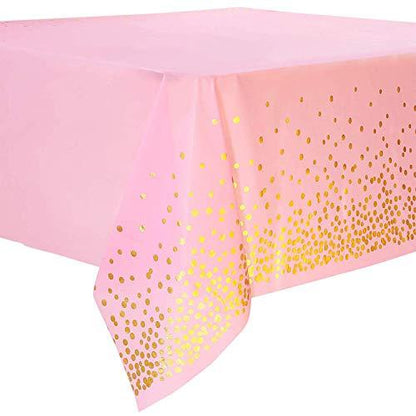 4Pcs Pink and Gold Disposable Party Tablecloth for Girl Birthday and Baby Shower - Lasercutwraps Shop