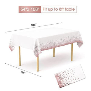 6Pcs Disposable Plastic Tablecloths with Rose Gold Dots for Wedding and Bridal Shower - Lasercutwraps Shop
