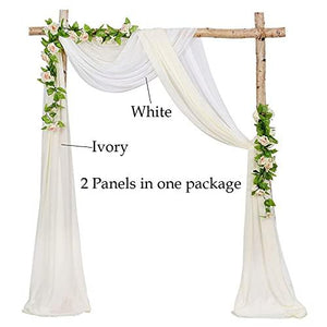 Wedding Arch Drapes Fabric 2 Panels 6 Yards White and Ivory Chiffon Fabric Drapery for Party Ceremony Stage Reception Decorations - Lasercutwraps Shop