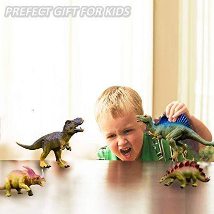 Realistic Dinosaur Figure Toys, 6 Pack 7" Large Size Plastic Dinosaur Set for Kids Birthday - Lasercutwraps Shop