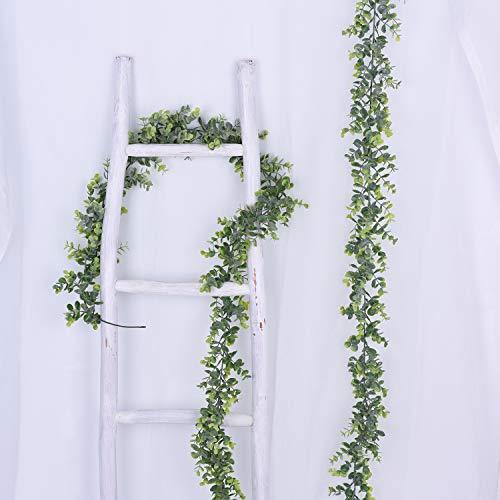 Faux Eucalyptus Garland Plant, 2 Pack Artificial Vines Hanging Eucalyptus Leaves Greenery Garland for Wedding Backdrop Arch Wall Decor, 6 Feet/pcs UV Protected Indoor Outdoor - Lasercutwraps Shop