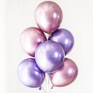 60pcs Purple Pink Chrome Shiny Metallic Latex Balloons 12inch Perfect for Birthday Party Bridal Baby Shower Engagement Wedding Party Decor - Lasercutwraps Shop