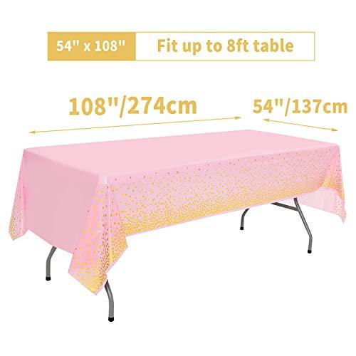 4Pcs Pink and Gold Disposable Party Tablecloth for Girl Birthday and Baby Shower - Lasercutwraps Shop