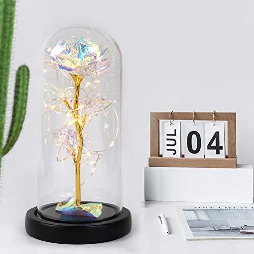 Christmas Rose Gift for her,Women's Gift Birthday Gifts Colorful Artificial Flower Rose Gift Led Light String on Colorful Flower, Last Forever in A Glass Dome, Unique Gift for Her,Thanksgiving Gift - Lasercutwraps Shop