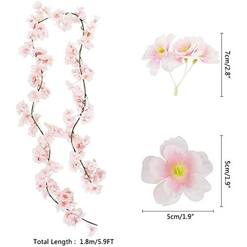 4pcs Artificial Cherry Blossom Flower Vines Hanging Silk Flowers Garland for Wedding Party Home Decor Japanese Kawaii Decor - Lasercutwraps Shop