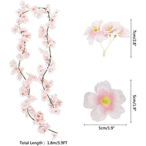 4pcs Artificial Cherry Blossom Flower Vines Hanging Silk Flowers Garland for Wedding Party Home Decor Japanese Kawaii Decor - Lasercutwraps Shop