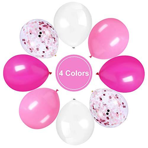 Pink Confetti White Balloons, 50pcs 12 inch Latex Balloons for Birthday Party Decorations - Lasercutwraps Shop