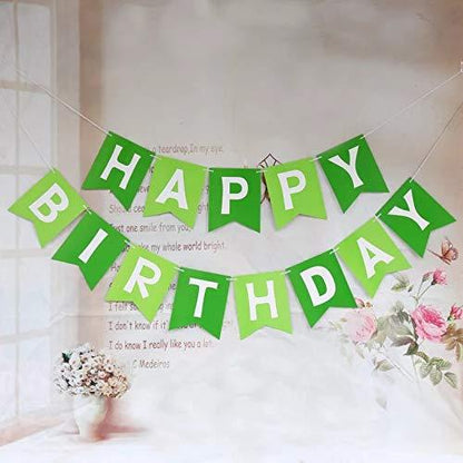 Happy Birthday Banner with 5 pcs Gold Confetti Balloons, Green - Lasercutwraps Shop