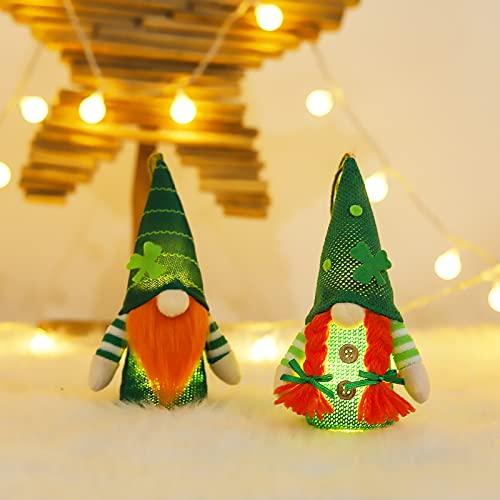 2PCS St Patricks Day Gnome LED Light Up Plush Doll Decoration-Gnomes Decorations for Shelve - Lasercutwraps Shop