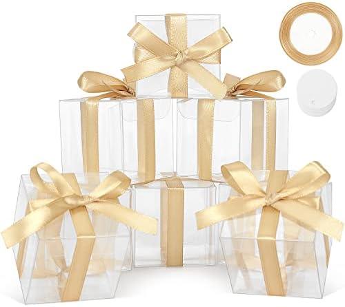 60 Pcs Clear Favor Boxes, Mini Transparent Cube Macaron Boxes Candy Boxes for Wedding Favors Baby Shower - Lasercutwraps Shop