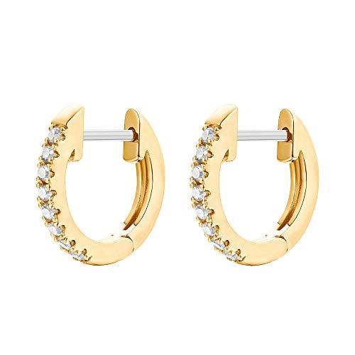 14K Yellow Gold Plated Post Cubic Zirconia Cuff Earring Huggie Stud - Lasercutwraps Shop