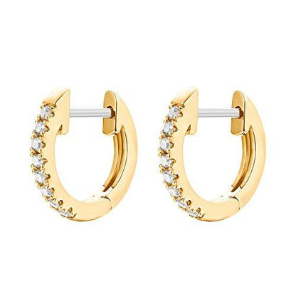 14K Yellow Gold Plated Post Cubic Zirconia Cuff Earring Huggie Stud - Lasercutwraps Shop