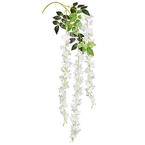 12 Pack 3.75 Feet/Piece Artificial Fake Wisteria Vine Ratta Hanging Garland Silk Flowers String Home Party Wedding Decor - Lasercutwraps Shop