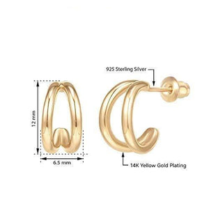 14K Gold Plated Sterling Silver Split Hoop Huggie Earrings - Lasercutwraps Shop