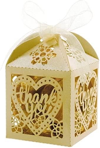 Laser Cut Boxes 50pcs Thank You Gift Boxes Wedding Party Favor Boxes Lace Candy Boxes for Wedding Bridal Shower - Lasercutwraps Shop