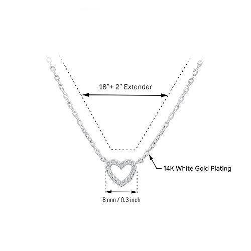 14K Gold Plated Cubic Zirconia Heart Necklace | Layered Necklaces | White Gold Necklaces for Women - Lasercutwraps Shop