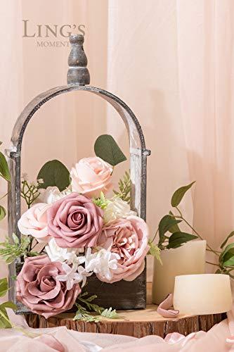 Garden Dusty Rose 25 pcs Artificial Wedding Flowers Combo for Wedding Bouquets Centerpieces - Lasercutwraps Shop