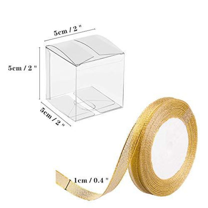 2x2x2 Inches Clear Boxes for Favors with Gift Ribbon 50 PCS Small Transparent - Lasercutwraps Shop