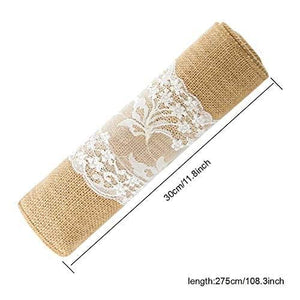 2pcs Burlap Table Runner Burlap Lace Table Runner for Weddings 12X108 Hessian Rustic Jute Country Thanksgiving Christmas Baby Party Decoration Table Decor - Lasercutwraps Shop