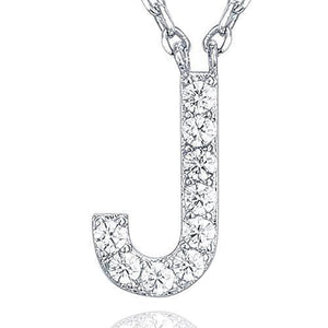 14K White Gold Plated Cubic Zirconia Initial Necklace | Letter Necklaces for Women - Lasercutwraps Shop