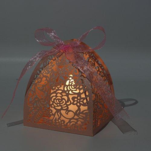 Pack of 50 Laser Cut Rose Candy Boxes, Favor Boxes 2.5"x 2.5"x 3.1", Gift Boxes - Lasercutwraps Shop