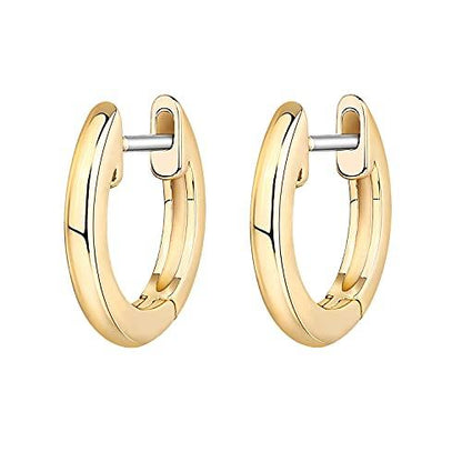 14K Yellow Gold Plated Cuff Earrings Huggie Stud | Small Hoop Earrings for Women - Lasercutwraps Shop