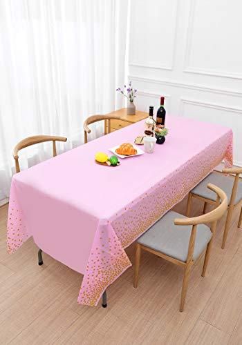 4Pcs Pink and Gold Disposable Party Tablecloth for Girl Birthday and Baby Shower - Lasercutwraps Shop