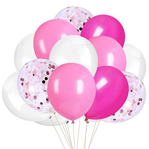 Pink Confetti White Balloons, 50pcs 12 inch Latex Balloons for Birthday Party Decorations - Lasercutwraps Shop