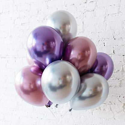 60pcs Purple Pink Chrome Shiny Metallic Latex Balloons 12inch Perfect for Birthday Party Bridal Baby Shower Engagement Wedding Party Decor - Lasercutwraps Shop