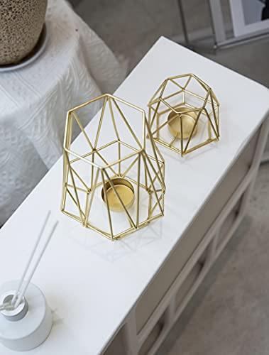 Set of 2 Gold Geometric Terrarium Tealight Candle Holders for Wedding Table Decorations and Wedding Centerpieces - Lasercutwraps Shop