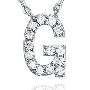 14K White Gold Plated Cubic Zirconia Initial Necklace | Letter Necklaces for Women - Lasercutwraps Shop