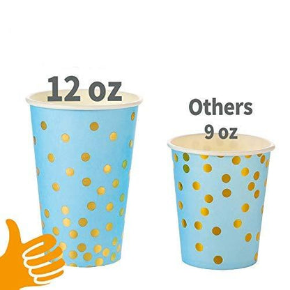 150PCS Golden Dot Disposable Party Dinnerware for Baby Shower, Boy Birthday - Lasercutwraps Shop