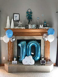 Number 10 Balloons, 40 Inch Foil Balloons, Sapphire Blue - Lasercutwraps Shop