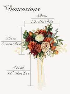 Burnt Orange Bridal Bouquet of Flowers for Wedding Artificial Flowers Silk Rose - Lasercutwraps Shop