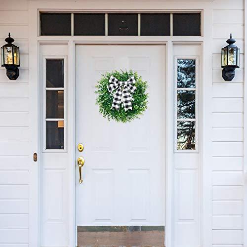 15 Inches Artificial Boxwood Wreath Spring Summer Wreath Faux Green Leaves Greenery Wreath - Lasercutwraps Shop