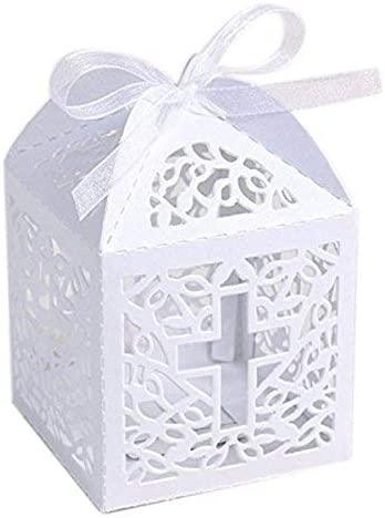 50PCS Baptism Favor Boxes, 2.2''x2.2''x2.2''Laser Cut Favor Boxes with 50 Ribbons - Lasercutwraps Shop