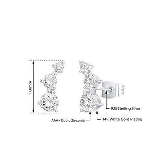 14K Gold Plated Sterling Silver Post Mini Constellation White Gold Cubic Zirconia Ear Crawler Earrings - Lasercutwraps Shop