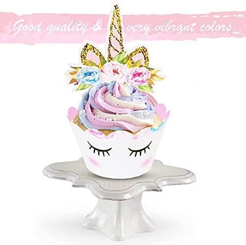 Unicorn Cupcake Toppers and Wrappers Decorations (36 of Each) for Girl's Birthday Party - Lasercutwraps Shop