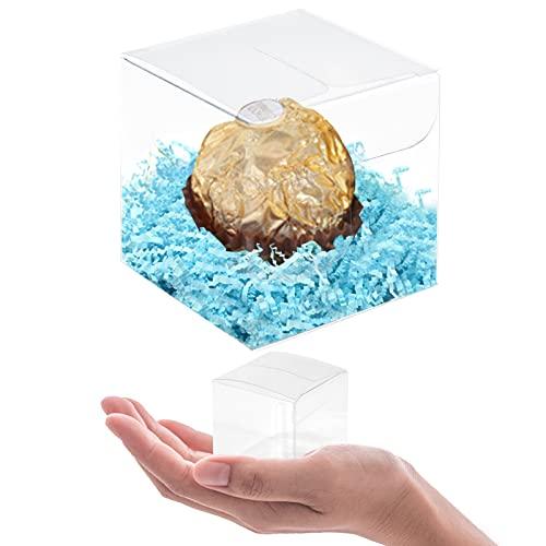 Clear Favor Boxes,100pcs Plastic Gift Boxes Transparent Cube Boxes PET Boxes for Wedding,Party,Baby Shower,Bridal Shower - Lasercutwraps Shop