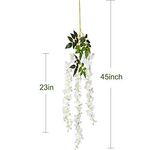 12 Pack 3.75 Feet/Piece Artificial Fake Wisteria Vine Ratta Hanging Garland Silk Flowers String Home Party Wedding Decor - Lasercutwraps Shop