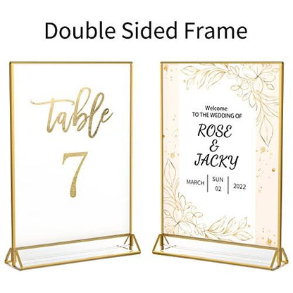 6pcs Clear Acrylic Sign Holder with Gold Borders for Wedding Table Numbers - Lasercutwraps Shop