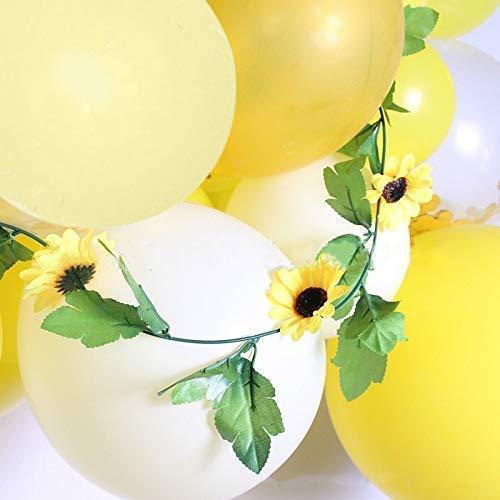 Yellow Sunflower Balloons Garland Arch Kit - 80pcs Yellow Gold White Balloons and Sunflower Vines for Sunflower Bee Theme Birthday - Lasercutwraps Shop