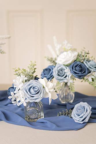 Artificial Flowers 25 Pcs Fake Powder Blue Roses Foam Roses with Stems for DIY Wedding Bouquets Party Home Decor Valentines Day - Lasercutwraps Shop