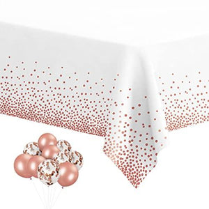 6Pcs Disposable Plastic Tablecloths with Rose Gold Dots for Wedding and Bridal Shower - Lasercutwraps Shop